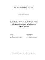 Quản lý nhà nước về trật tự xây dựng trên địa bàn thành phố hòa bình, tỉnh hòa bình   