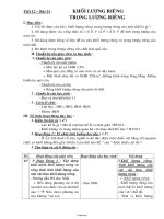 Giáo án môn học Vật lí 6 - Tiết 12 – Bài 11 : Khối lượng riêng trọng lượng riêng