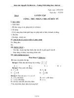 Giáo án môn học Đại số 7 - Luyện tập cộng, trừ, nhân, chia số hữu tỷ