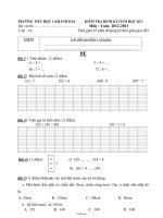 Kiểm tra định kì cuối học kì I môn : Toán 2012-2013 lớp : 3a thời gian 45 phút (không kể thời gian giao đề)