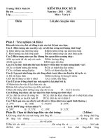 Kiểm tra học kỳ II năm học : 2011 - 2012 môn : Vật lý 6