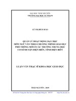 Quản lý hoạt động dạy học môn ngữ văn theo chương trình giáo dục phổ thông mới ở các trường trung học cơ sở huyện điện biên tỉnh điện biên 