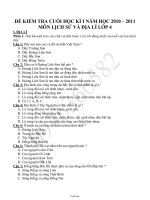 Đề kiểm tra cuối học kì I môn Địa lí lớp 4