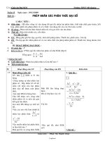 Giáo án môn Đại số khối 8 - Trường THCS Mỹ Quang - Tiết 31: Phép nhân các phân thức đại số