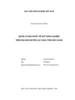 Quản lý nhà nước về đất nông nghiệp trên địa bàn huyện lục nam, tỉnh bắc giang   