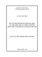 Quản lý đổi mới phương pháp dạy học các môn khoa học tự nhiên ở trường trung học cơ sở huyện lâm thao phú thọ 