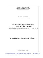 Tổ chức hoạt động trải nghiệm trong dạy học chương cơ sở của nhiệt động lực học vật lí 10 