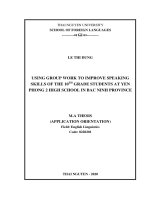 Using group work to improve speaking skills of the 10th grade students at yen phong 2 high school in bac ninh province 