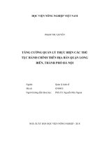Tăng cường quản lý thực hiện các thủ tục hành chính trên địa bàn quận long biên, thành phố hà nội   