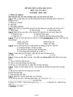 Đề thi chất lượng học kỳ II môn vật lý lớp 6 năm học: 2010 - 2011