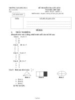 Đề thi kiểm tra giữa kì II năm học: 2009 - 2010 môn: Toán 2 - Trường TH Long Hà C