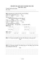 Đề kiểm tra giữa kì II năm học 2010 -2011 môn Toán lớp 2