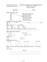 Đề kiểm tra định kỳ lần 4 môn: Toán - lớp 2