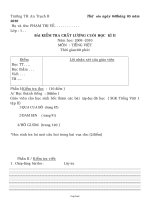 Bi kiểm tra chất lượng cuối học kì II năm 2009 - 2010 môn: Tiếng Việt