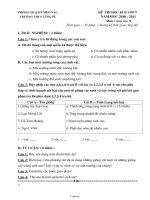 Đề thi học kì II lớp 9 năm học 2010 - 2011 môn : Sinh học 9 thời gian 45 phút ( không kể thời gian chép đề)