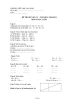 Đề thi giữa kỳ II - Năm học: 2010 - 2011 môn Toán lớp 1