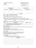 Bài kiểm tra học kì I năm học: 2011 – 2012 môn: Vật lí 6 thời gian làm bài: 45 phút