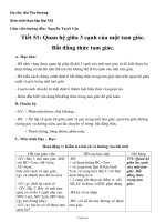 Bài soạn môn Đại số khối 7 - Tiết 51: Quan hệ giữa 3 cạnh của một tam giác - Bất đẳng thức tam giác.