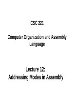 Lecture Computer organization and assembly language - Lecture 12: Addressing Modes in Assembly - TRƯỜNG CÁN BỘ QUẢN LÝ GIÁO DỤC THÀNH PHỐ HỒ CHÍ MINH