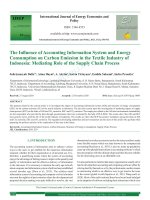 The influence of accounting information system and energy consumption on carbon emission in the textile industry of Indonesia: Mediating role of the supply chain process - TRƯỜNG CÁN BỘ QUẢN LÝ GIÁO DỤC THÀNH PHỐ HỒ CHÍ MINH