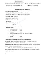 Đề cương chi tiết học phần Dịch viết trong kinh doanh (Written Business Translation) - TRƯỜNG CÁN BỘ QUẢN LÝ GIÁO DỤC THÀNH PHỐ HỒ CHÍ MINH