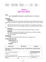 Giáo án Vật lý lớp 7 Bài 1: Nhận biết ánh sáng – nguồn sáng và vật sáng