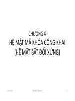 Bài giảng An toàn thông tin - Chương 4: Hệ mật mã khóa công khai (hệ mật mã bất đối xứng) - Trường Đại Học Quốc Tế Hồng Bàng