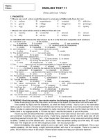 Bài soạn môn học Tiếng Anh khối lớp 11 - English test 11