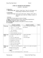 Thiết kế bài dạy Tiếng Anh 11 - Unit 11: Sources of energy - Lesson 1: Reading