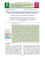 Influence of crop establishment methods, weed and nutrient management practices on growth and yield of direct seeded rice (Oryza sativa) - Trường Đại học Công nghiệp Thực phẩm Tp. Hồ Chí Minh