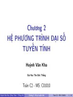 Bài giảng Toán C2: Chương 2 - ThS. Huỳnh Văn Kha - Trường Đại Học Quốc Tế Hồng Bàng