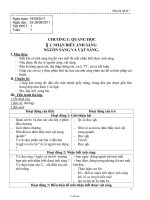 Giáo án dạy Vật lý 7 bài 1: Nhận biết ánh sáng nguồn sáng và vật sáng