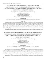 xây dựng tiêu chuẩn đánh giá trình độ thể lực chuyên môn và kỹ thuật cơ bản của nam sinh viên chuyên ngành giáo dục thể chất khi học môn cầu lôngtại trường đại học đồng tháp