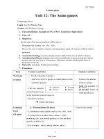 Lesson plan năm 2019 - Unit 12: The asian games