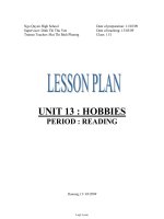 Thiết kế bài dạy môn học Tiếng Anh 11 - Unit 13: Hobbies - Period: Reading