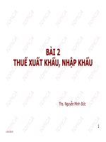 Bài giảng Thuế: Bài 2 - Ths. Nguyễn Minh Đức - Trường Đại học Công nghiệp Thực phẩm Tp. Hồ Chí Minh