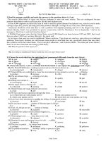 Học kỳ II - Năm học 2009 - 2010 kiểm tra định kỳ - Bài số 1 môn Anh văn 11 - Ban cơ bản