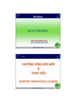 Bài giảng Quản trị học: Chương 5 - Hưởng ứng đổi mới & thay đổi - Trường Đại Học Quốc Tế Hồng Bàng