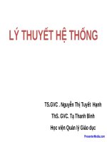 Bài giảng Lý thuyết hệ thống - TS.GVC. Nguyễn Thị Tuyết Hạnh