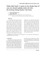 Nhận diện hành vi quản trị lợi nhuận thực tế của các doanh nghiệp niêm yết trên thị trường chứng khoán Việt Nam - Trường Đại Học Quốc Tế Hồng Bàng