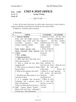 Thiết kế bài dạy môn Tiếng Anh 11 - Unit 9: Post office - period: 58 Section: writing
