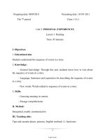 Thiết kế bài dạy môn Tiếng Anh 11 - Unit 2: Personal experiences - Lesson 1: Reading