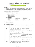 Bài soạn môn học Tiếng Anh khối lớp 11 - Unit 12: Sports and pastimes - Section A, B