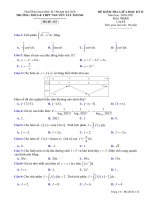 Đề thi giữa kỳ 2 Toán 12 năm 2020 - 2021 trường Nguyễn Tất Thành - Hà Nội - TOANMATH.com