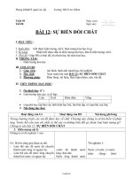 Giáo án Hóa học 8 - Trường THCS An Nhơn - Tiết 8 - Bài 12: Sự biến đổi chất