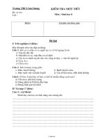 Kiểm tra một tiết môn: Sinh học 8 - Trường THCS Sơn Dương