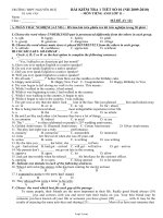 Bài kiểm tra 1 tiết số 01 (năm học 2009 - 2010) môn tiếng Anh lớp 11 - Mã đề AV 121