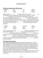 Bài ôn tập môn Tiếng Anh khối 11 - Test 5