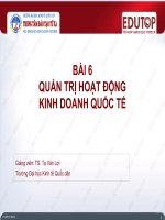 Bài giảng Kinh doanh quốc tế: Bài 6 - TS. Tạ Văn Lợi - Trường Đại học Công nghiệp Thực phẩm Tp. Hồ Chí Minh