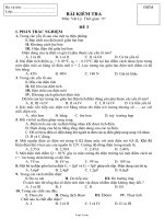 Bài kiểm tra môn: Vật lý - Thời gian: 15 phút - Đề 3